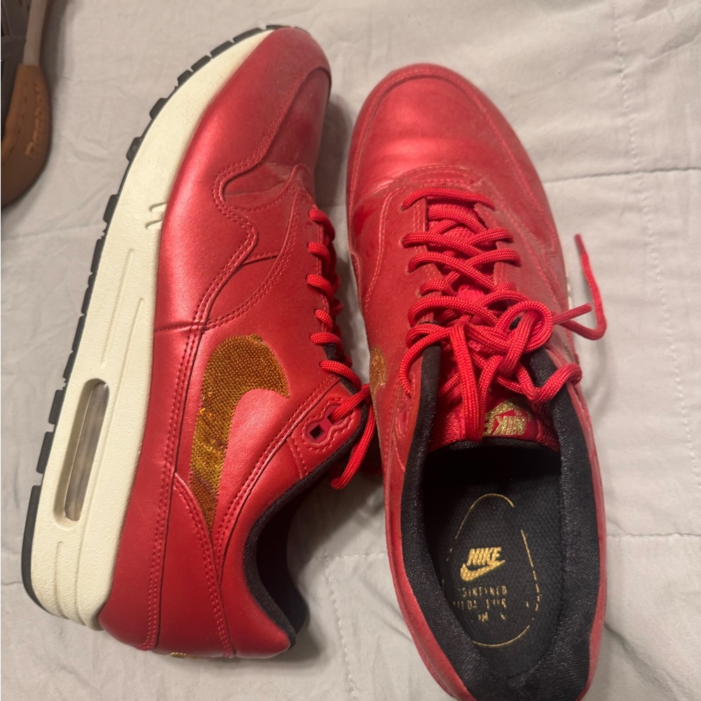 Nike Red and Gold Air Max Sneakers